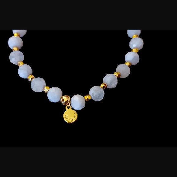 Gorjana Agate Power Crystal Gold Tone Stretch Bracelet OSFM - Picture 5 of 8